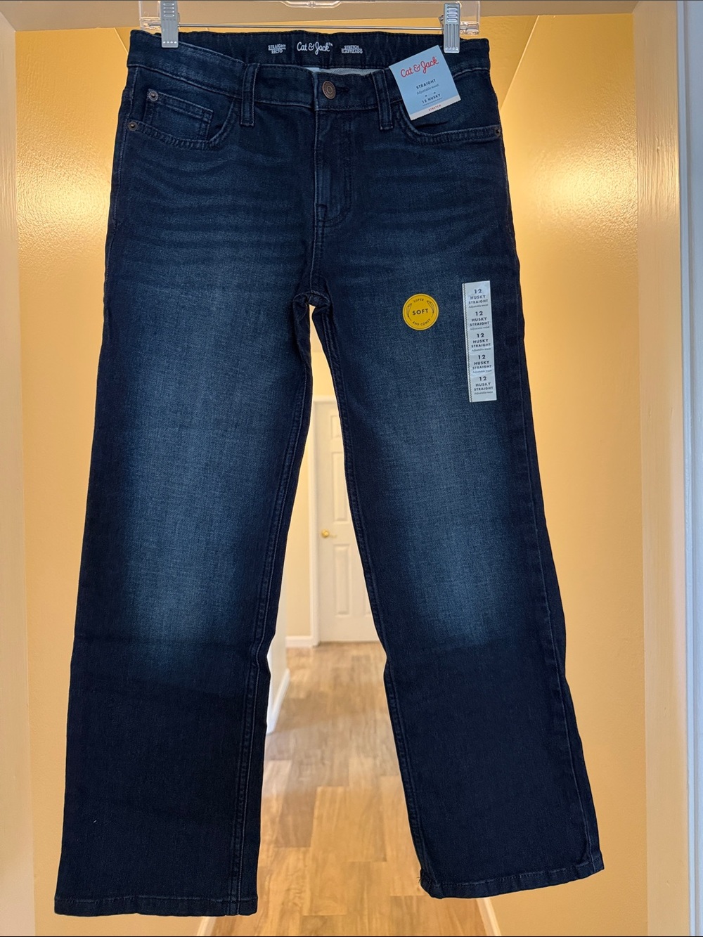 Cat & Jack Boys Dark Blue Straight Jeans size 12 Husky